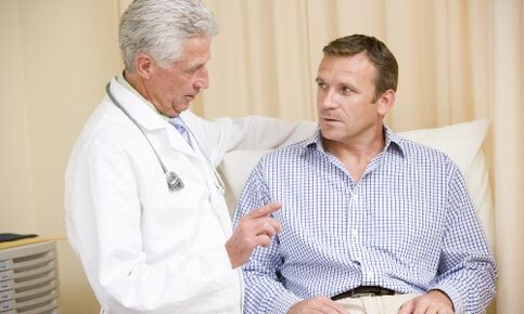 A man with prostatitis during consultation with a urologist